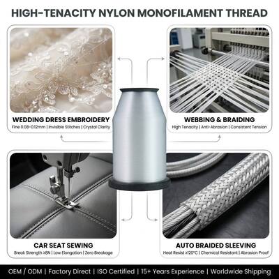 สายเย็บเส้นใยมโนฟิลแมน PA66 ไนลอน6 0.12MM 0.15MM 0.18MM 0.23MM 0.25MM สายใยมโนสําหรับเครื่องจักรเครื่อง brodery